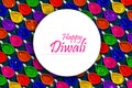 Illustration of burning diya on Happy Diwali Holiday background for light festival of India