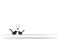 Birds On Wire Silhouettes and hearts, Vector, Minimalist poster design isolated on white background. Scandinavian design Royalty Free Stock Photo