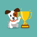 Vector cartoon character jack russell terrier dog holding gold trophy cup award Royalty Free Stock Photo