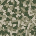 Vector geometric camouflage seamless pattern.  Camo clothing Khaki design style for t-shirt. Military texture Royalty Free Stock Photo
