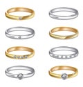 Gold and silver wedding rings set Royalty Free Stock Photo