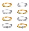 Gold and silver wedding rings set Royalty Free Stock Photo