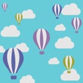 Flaying with ballon in the blue sky cartoon vector illustrator