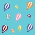 Flaying with ballon in the blue sky cartoon vector illustrator