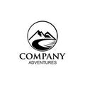 vector mountain adventure outdoor activities badge text peak Royalty Free Stock Photo