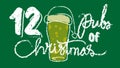 12 pubs of christmas. irish christmas celebration . chalk hand drawing distressed illustration Royalty Free Stock Photo