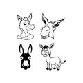 donkey cute animal cartoon character