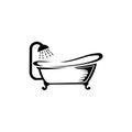 Bathtub icon vector, filled flat sign, solid pictogram isolated on white