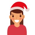 Avatar women icon with Santa hat.