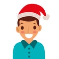 Avatar men icon with Santa hat. Royalty Free Stock Photo