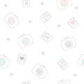 Cute camera and photograph with star seamless pattern. Royalty Free Stock Photo