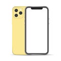 Mockup realistically iphone 11 yellow color isolated on background