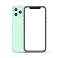 Realistically mockup iphone 11 green color  isolated on background Royalty Free Stock Photo