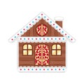 Christmas hut isolated on white background. Festive winter house. Vector new year color illustration