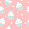 Cute cupcake with star on pink background.  illustrator Royalty Free Stock Photo