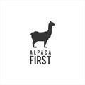 Simple black bold animal alpaca logo icon design idea