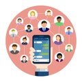 Chat app SNS/message app circle banner illustration