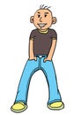 Boy standing and smiley cartoon