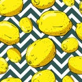 Lemons and zigzags seamless pattern Royalty Free Stock Photo