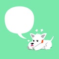 Vector cartoon character cute white scottish terrier dog with speech bubble