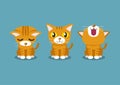 Vector cartoon character tabby cat poses