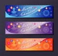 PrintSet of christmas banner vector illustration. Standard web design size