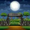 Zoo entrance cartoon in the night scene Royalty Free Stock Photo