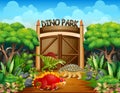 Different dinosaurs in dino park illustration