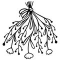 Black and white hand-drawn bouquet of abstract peons decorated with brunia on a white background. Royalty Free Stock Photo