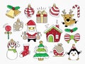 Cute and lively Christmas doodles vector set. Royalty Free Stock Photo