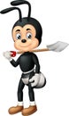 Cool Black Ant With Shovel Cartoon