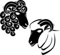 Head of ram and sheep, stencil Royalty Free Stock Photo