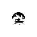 Rowing sport training vector icon,Boat with paddles vector