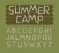 Vector font design. Alphabet made of birch tree logs. Royalty Free Stock Photo