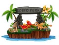 Cartoon a dinosaurs in dino park island