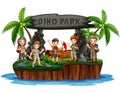 The explorer boys and girls in dino island