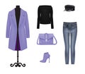 Woman purple and black clothing set