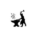 Stylized blacksmith silhouette working with hammer and anvil Royalty Free Stock Photo