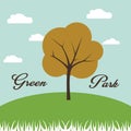 Green Park Environmental Landscape vector illustration design, eco friendly green park on blue background and some clouds Royalty Free Stock Photo