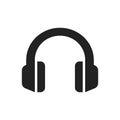 Headphones simple black vector icon