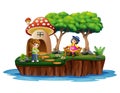 A boy with girl in island scene Royalty Free Stock Photo