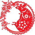 Chinese year of mouse rat illustration in paper cut style Royalty Free Stock Photo