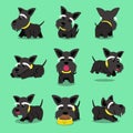Cartoon character black scottish terrier dog poses