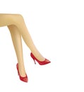 Woman crossed legs with red high heels shoes Royalty Free Stock Photo