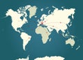 Vintage world map of flight routs. Infographic Royalty Free Stock Photo