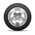 Car tire radial wheel metal alloy on isolated background vector.