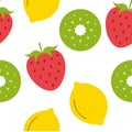 Fruits fresh wallpaper art cute funny vector illustration concept, tropical fruits illustration on white background Royalty Free Stock Photo