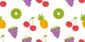 Fruits fresh wallpaper art cute funny colorful vector illustration concept, seamless apple, kiwi vector design Royalty Free Stock Photo