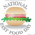 Happy National Fast Food Day Sign and concept Logo