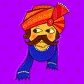 Vector design of desi indian art style indian mustache man.